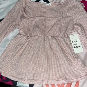 Pink button babydoll top